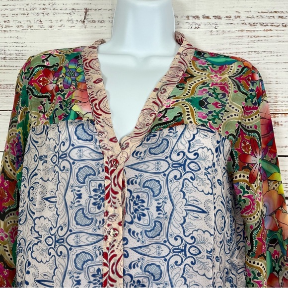 Johnny Was Multicolor Floral Button Long Sleeve Dress - Picture 2 of 14